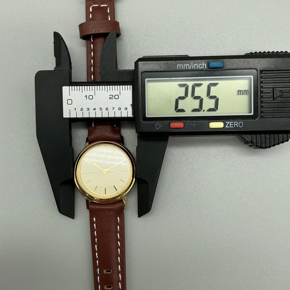 Bulova Womens Watch 26mm Cream Dial Brown Leather Strap Gold Tone New Battery